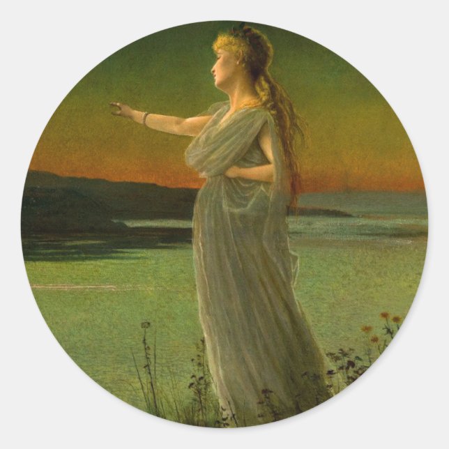 Pegatina Redonda Ariadne en Naxos John Atkinson Grimshaw (Anverso)