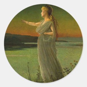 Pegatina Redonda Ariadne en Naxos John Atkinson Grimshaw