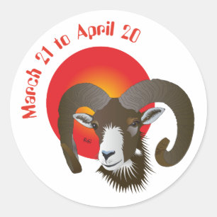 Pegatina Redonda Aries March 21 to el abril de 20 bordadores