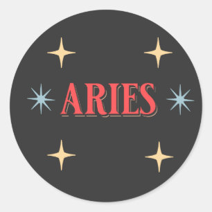 Pegatina Redonda Aries Rótulo Astrológico