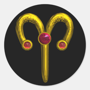 PEGATINA REDONDA ARIES ZODIAC BIRTHDAY JEWEL