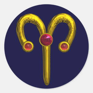 PEGATINA REDONDA ARIES ZODIAC BIRTHDAY JEWEL