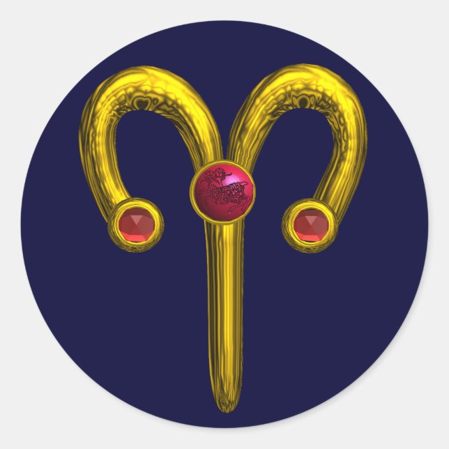 PEGATINA REDONDA ARIES ZODIAC BIRTHDAY JEWEL (Anverso)