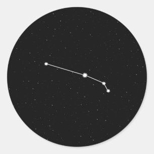Pegatina Redonda Aries Zodiac Constellation Moderno Blanco y Negro