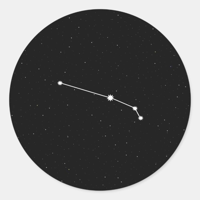 Pegatina Redonda Aries Zodiac Constellation Moderno Blanco y Negro (Anverso)