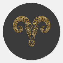 Pegatina Redonda Aries Zodiac - Oro tribal