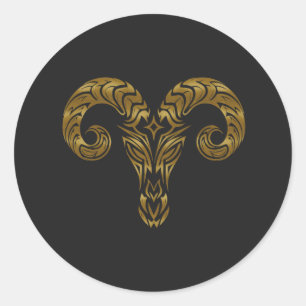 Pegatina Redonda Aries Zodiac - Oro tribal