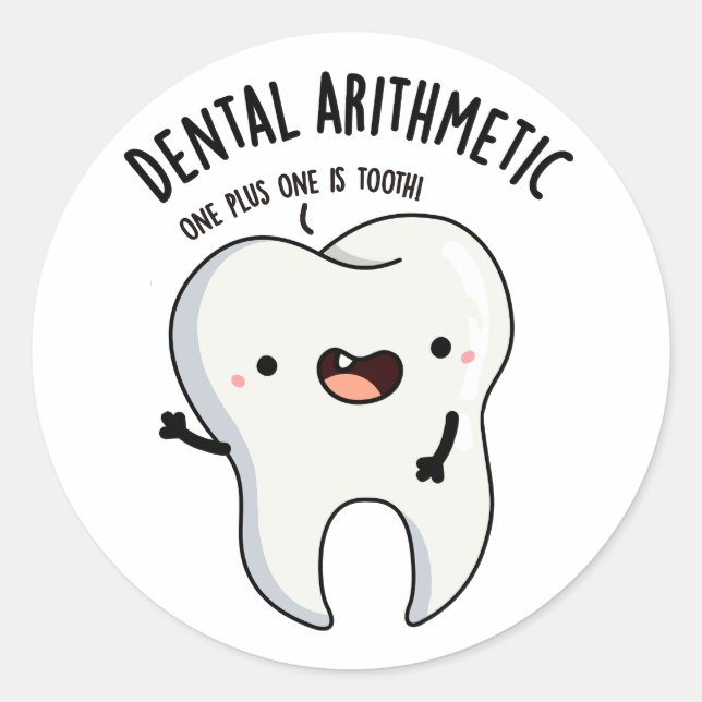 Pegatina Redonda Aritmética dental divertida Pun dental (Anverso)