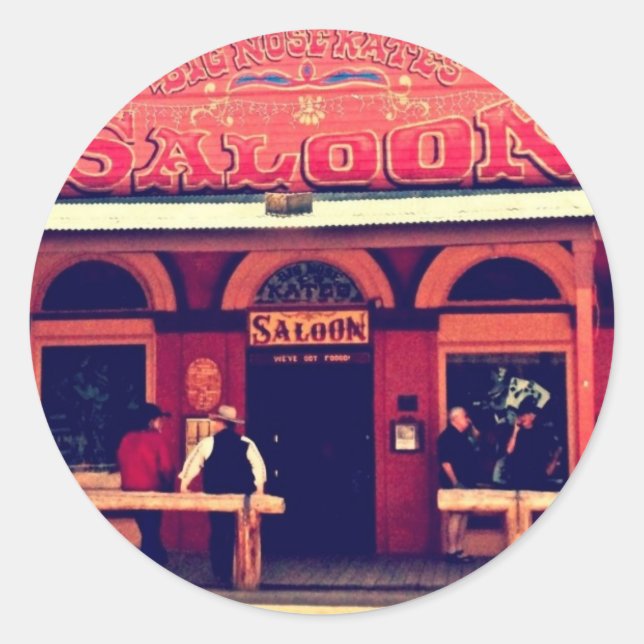 Pegatina Redonda Arizona, la lápida de la tumba de Saloon Kate de B (Anverso)