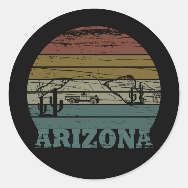 Pegatina Redonda Arizona Sedona vintage retro az (Anverso)