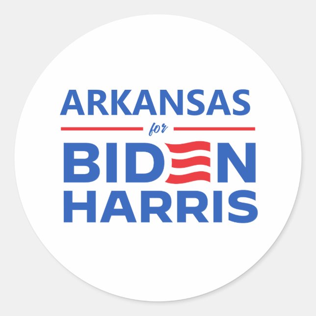 Pegatina Redonda Arkansas para Biden Harris (Anverso)