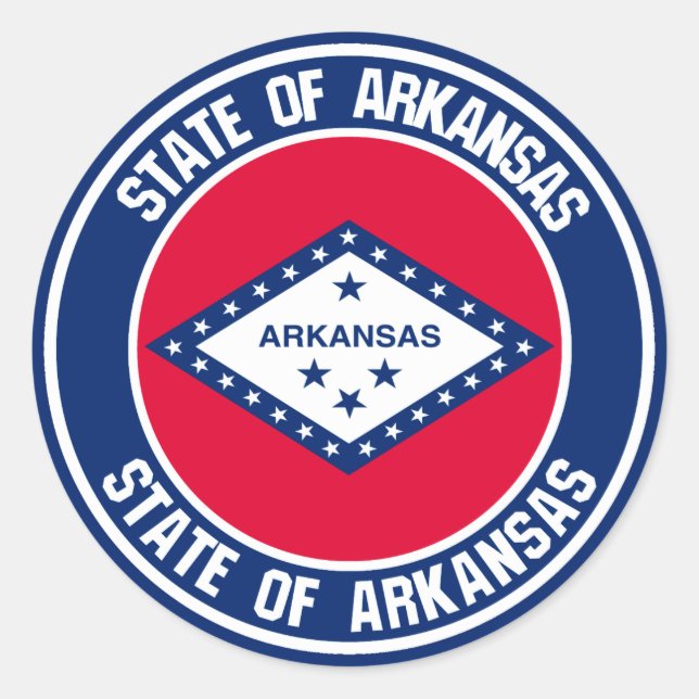 Pegatina Redonda Arkansas Round Emblem (Anverso)