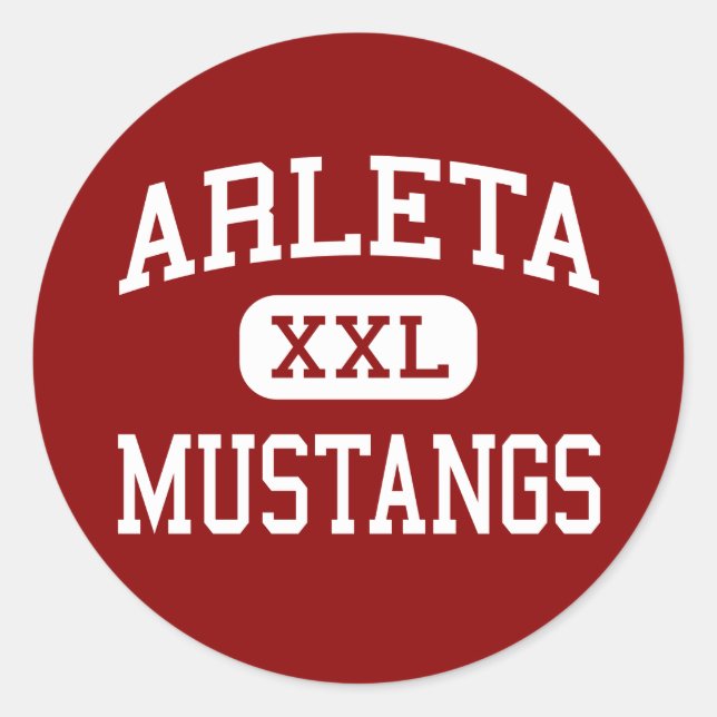 Pegatina Redonda Arleta - Mustangs - High - Arleta California (Anverso)