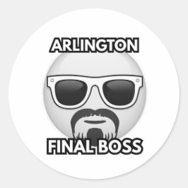 Pegatina Redonda Arlington Final Boss Cool Emoji Sticker
