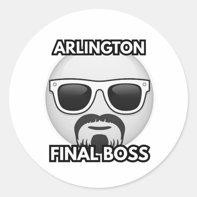 Pegatina Redonda Arlington Final Boss Cool Emoji Sticker (Anverso)