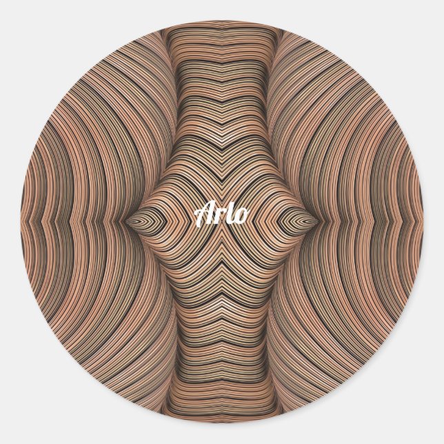 Pegatina Redonda ARLO ~ Bonitos Sombras de fractal marrón ~ (Anverso)
