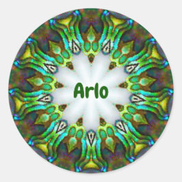 Pegatina Redonda ARLO ~ Fractal Paua Personalizada de Shell ~