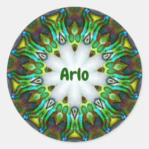 Pegatina Redonda ARLO ~ Fractal Paua Personalizada de Shell ~