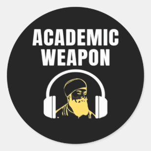 Pegatina Redonda Arma Académica - Clásico Divertido Inspirador