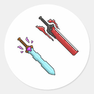Pegatina Redonda Arma de fantasía Día y Noche de Espadas Hermanas