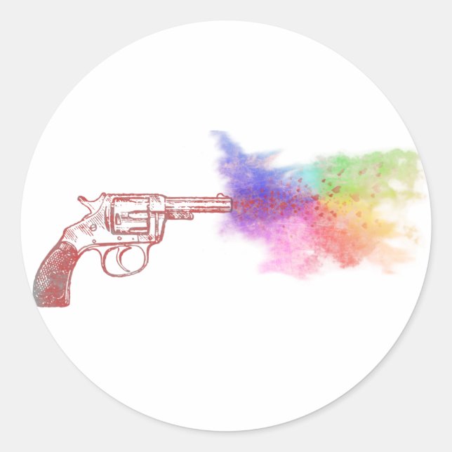 Pegatina Redonda arma de fumar de amor: arco iris : (Anverso)