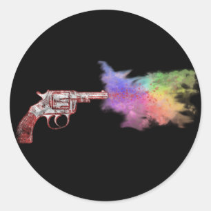 Pegatina Redonda arma de fumar de amor: arco iris :