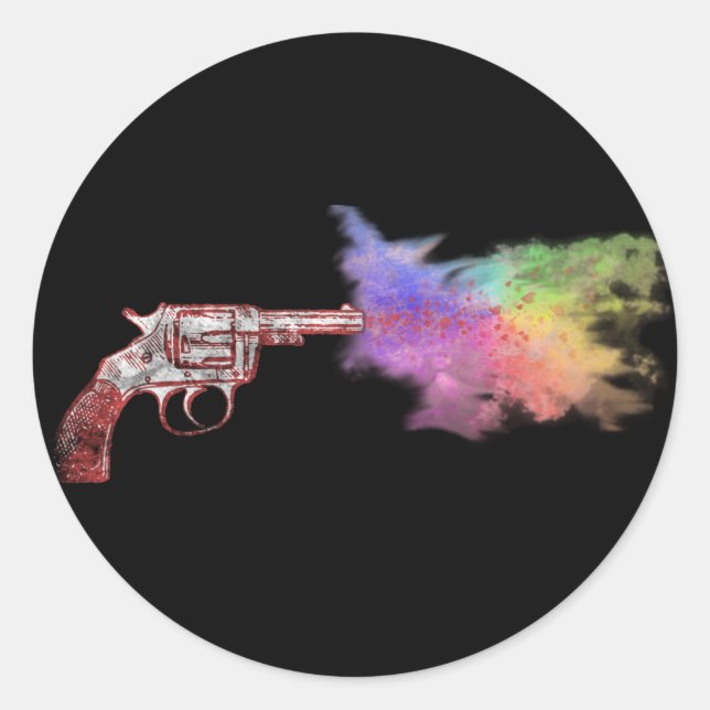 Pegatina Redonda arma de fumar de amor: arco iris : (Anverso)