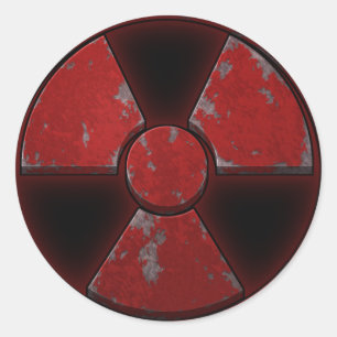 Pegatina Redonda Arma nuclear roja