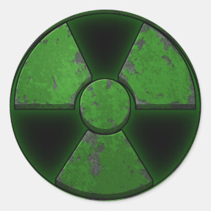 Pegatina Redonda Arma nuclear verde
