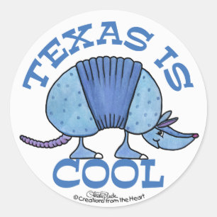 Pegatina Redonda Armadillo Blue-Texas es Guay