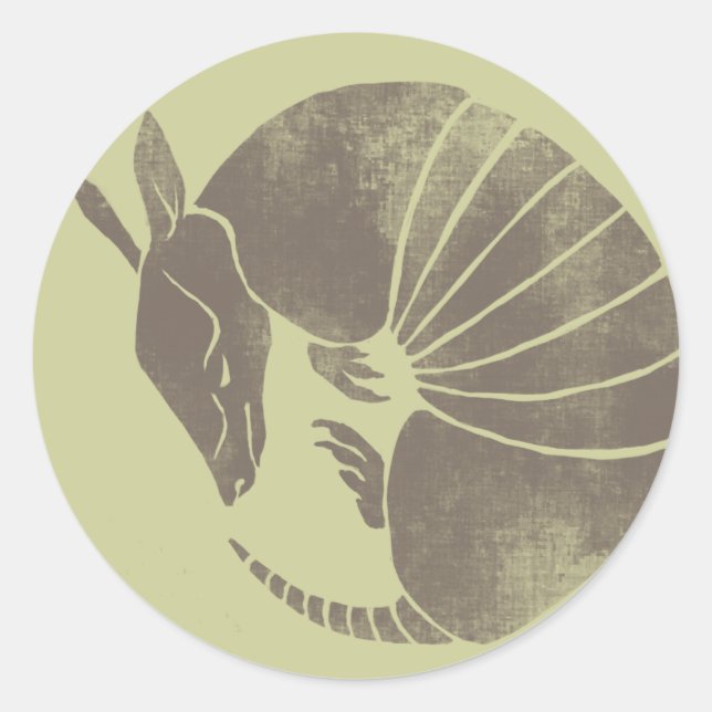 Pegatina Redonda Armadillo vintage (Anverso)