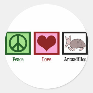 Pegatina Redonda Armadillos del amor de la paz