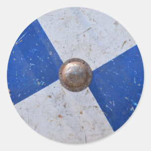 Pegatina Redonda armadura metalizado de madera medieval del