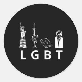 Pegatina Redonda Armas Biblia Trump
