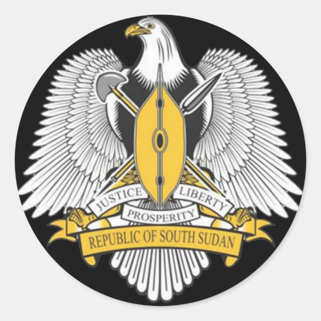 Pegatina Redonda armas de abrigo del sur de sudán (Anverso)