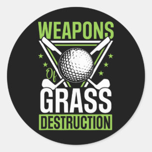 Pegatina Redonda Armas De Destrucción Divertidos Palos De Golf Sarc