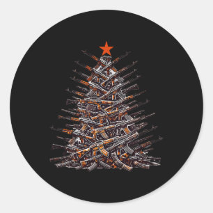 Pegatina Redonda Armas Regalos Graciosos De Navidad 2024 Para Un Ar