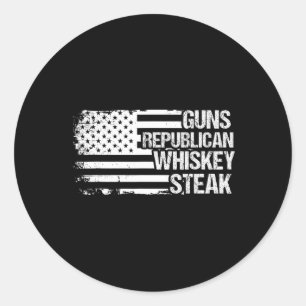 Pegatina Redonda Armas Republicano Whisky Bistec EE. UU.