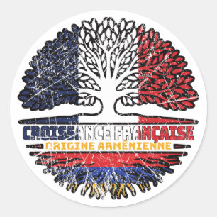 Pegatina Redonda Armenia Armenia Armenia Francesa Arroja bandera de