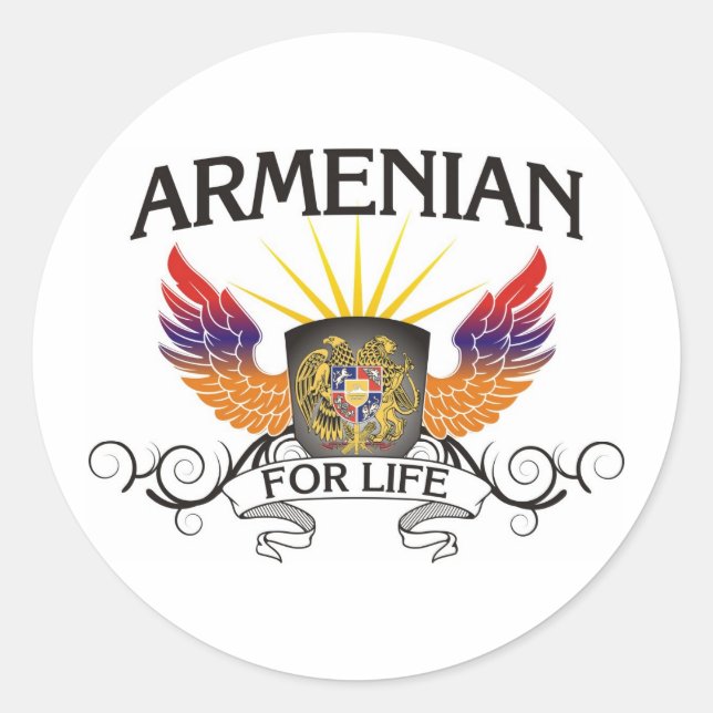 Pegatina Redonda Armenio Por Vida (Anverso)