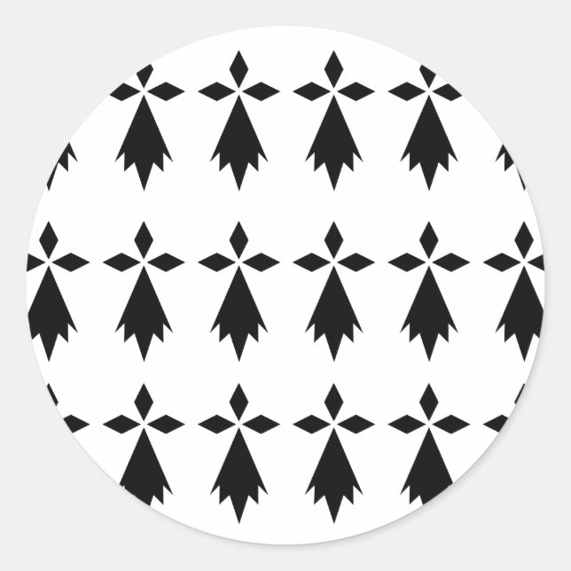 Pegatina Redonda armiño bandera Bretaña (Anverso)