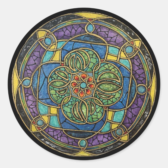 Pegatina Redonda Armonía En Luz De Vidrio (Anverso)