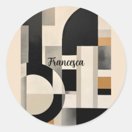 Pegatina Redonda Armonía en sombras: Composición abstracta de B y w