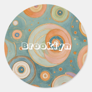 Pegatina Redonda Armonía Kaleidoscope: Los Círculos Swirly Pastel