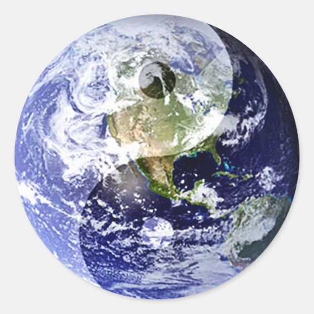 Pegatina Redonda Armonía Yin-Yang en nuestro planeta (Anverso)