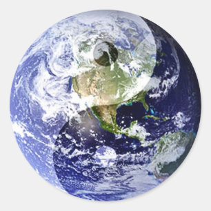 Pegatina Redonda Armonía Yin-Yang en nuestro planeta