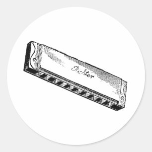 Pegatina Redonda Armónica/arpa de los azules