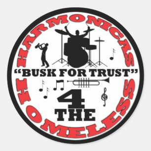 Pegatina Redonda Armonicas para personas sin hogar