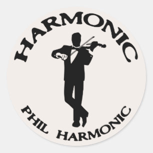 Pegatina Redonda Armonico, Phil Harmonic