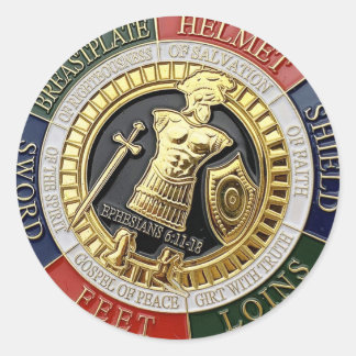 Pegatina Redonda Armor Del Escudo De Dios De Los Efesios De La Fe
